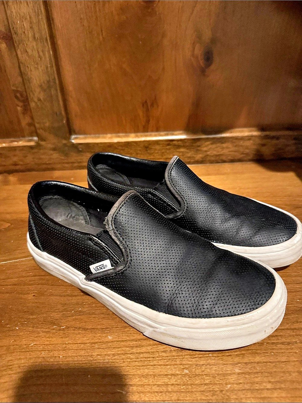 Vans Classic Slip-On Perforated Leather Sneakers - Black